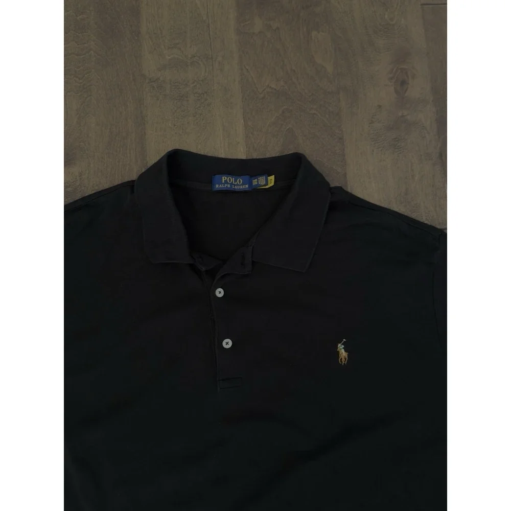 Ralph Lauren Mens Short Sleeve Black Classic Fit Polo Shirt Size 2XB Flesh Pony